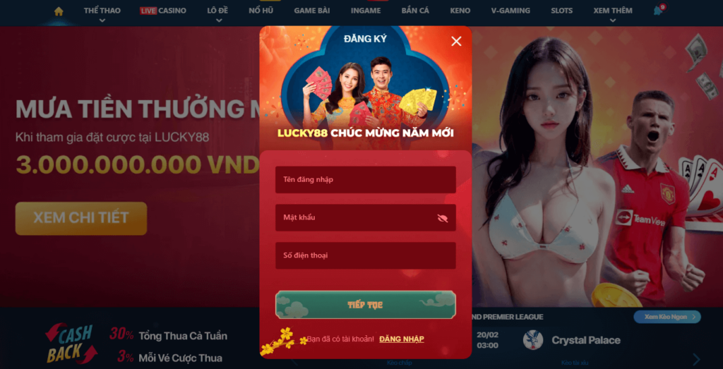 Các bước thực hiện đăng ký Lucky88